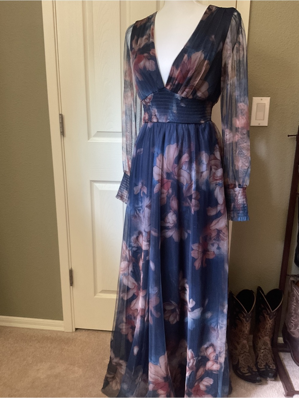 Baltic Born Navy and Blush Floral Maxi Dress - Picture 2 of 5